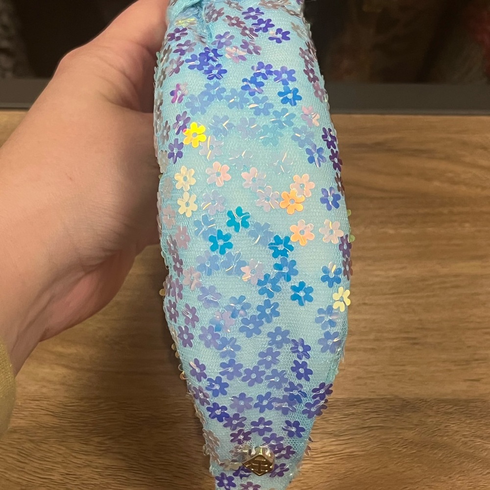 Brianna Cannon light blue floral iridescent headband